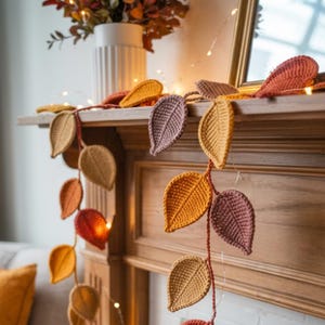 Crochet Autumn Garland Pattern PDF | Fall Leaf Decoration | Cozy Home Decor Crochet | Instant Download