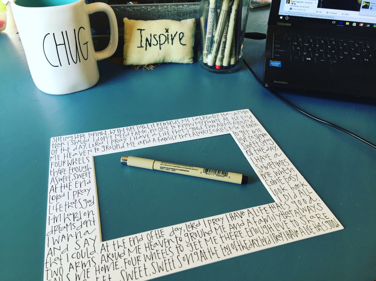 Typography photo mat. Handwritten. Art. Art. Personalized Etsy