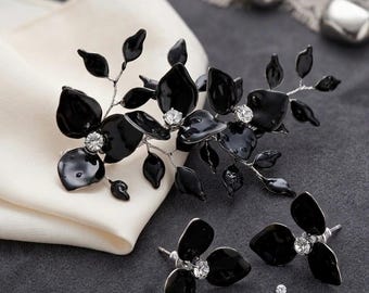 Nieuwe collectie, zwarte harsaccessoires gotische bruidshaaraccessoires