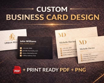 Custom Minimalist Business Card Design | Double-Sided Branding (Print Ready PDF + PNG)