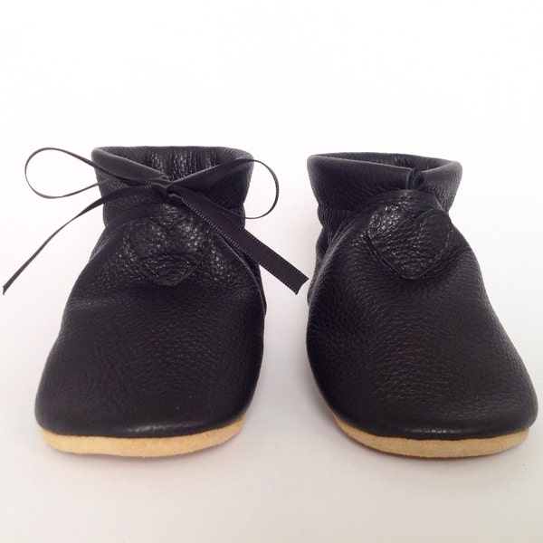 18-24 mois Ultra flexible booties 100% leather for babies Black
