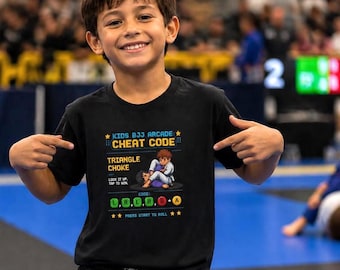BJJ Arcade Cheat Code Triangle Choke T-Shirt | Brazilian Jiu Jitsu Gaming Tee