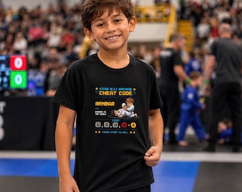 BJJ Arcade Cheat Code Armbar T-Shirt | Brazilian Jiu Jitsu Gaming Tee