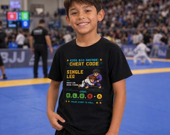 BJJ Arcade Cheat Code Single Leg Takedown T-Shirt | Brazilian Jiu Jitsu Gaming Tee