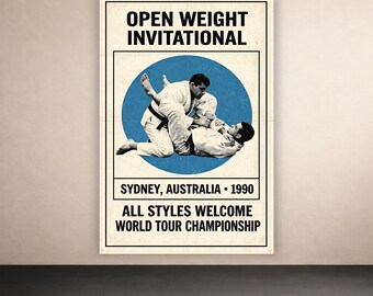Sydney 1990 BJJ Poster | Vintage Martial Arts Wall Art | Jiu Jitsu Decor | Digital Download