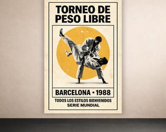 Barcelona 1988 BJJ Poster | Vintage Martial Arts Wall Art | Jiu Jitsu Decor | Digital Download