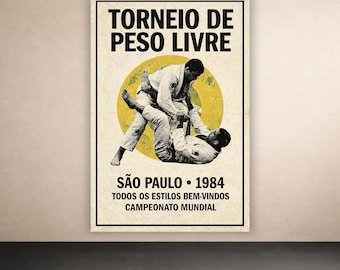 Vintage Sao Paulo 1984 BJJ Poster | Brazilian Jiu-Jitsu Tournament Art (Digital Download)