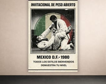 Vintage BJJ Mexico City 1980 Poster | Martial Arts Wall Art (Digital Download)