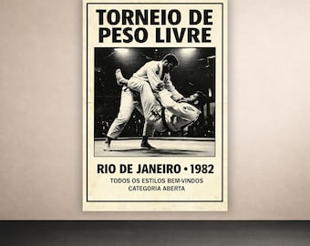 Vintage BJJ Poster | Rio 1982 Brazilian Jiu-Jitsu Tournament Art (Digital Download)