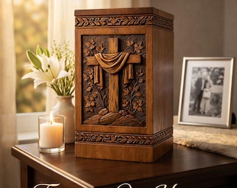 Personalized Wooden Urn Box, Cross Memorial Urn, Custom Ashes Keepsake