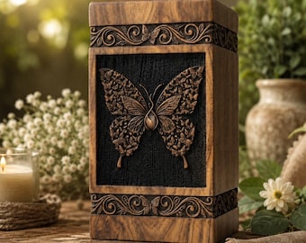 Butterfly Memorial Urn Box – Personalized Wooden Keepsake