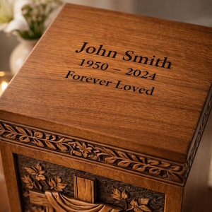 Personalized Wooden Urn Box, Cross Memorial Urn, Custom Ashes Keepsake image 4