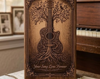 Personalized Wooden Urn for Ashes Adult Engraved Guitar Tree Memorial Urn Box