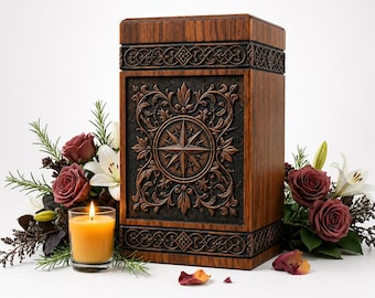 Personalized Wooden Memorial Urn Box – Handmade Keepsake Cremation Urn