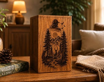 Personalized Wooden Memorial Urn Box – Handcrafted Nature Cremation Urn