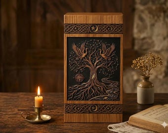 Personalized Wooden Urn Box for Ashes – Handcrafted Memorial Keepsake