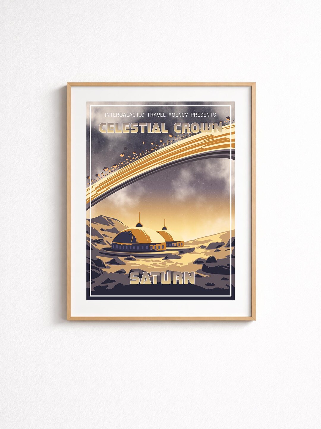 Saturn Retro Travel Poster Printable – Wall Art – Celestial Crown Sci ...