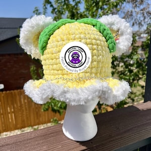 Handmade Crochet Rave Bear Bucket Hat - Free Patch Included