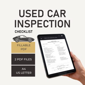 Used Car Inspection Checklist Printable PDF | Pre-Purchase Vehicle Inspection A4 US Letter