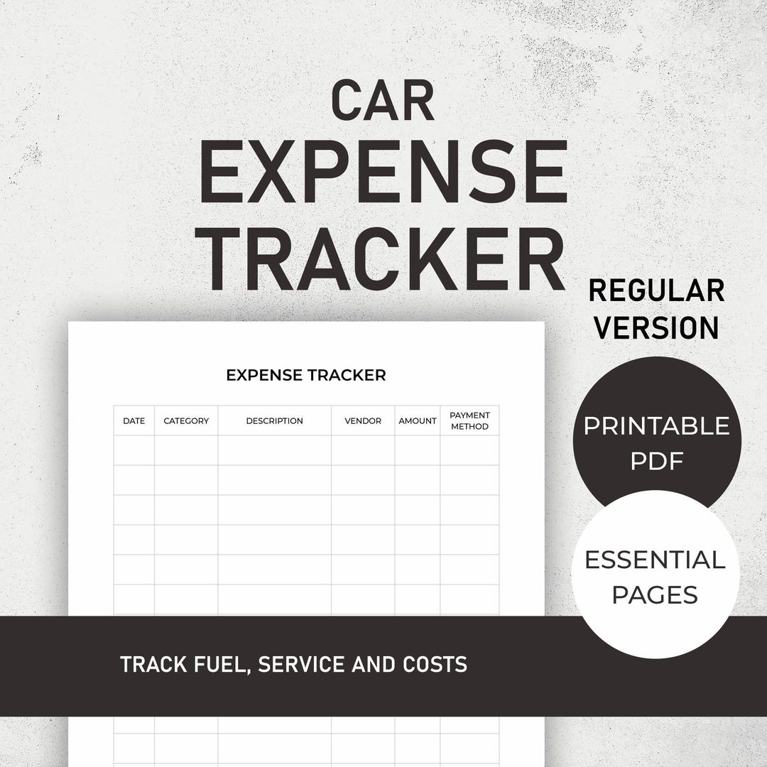 Car Expense Tracker, Printable PDF, Vehicle Cost Log, Fuel Service ...