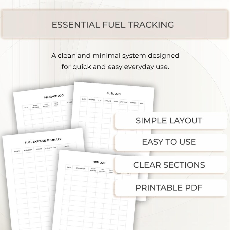 Car Fuel Log, Printable Mileage Tracker, Vehicle Expense Book (PDF ...