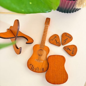 Personalisierte Hölzernes Gitarren-Pick-Box-Set | Gravur Musik-Liebhaber-Accessoire