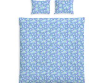 Blue Morning Flower Cotton Bed Set Duvet & Pillowcase Set