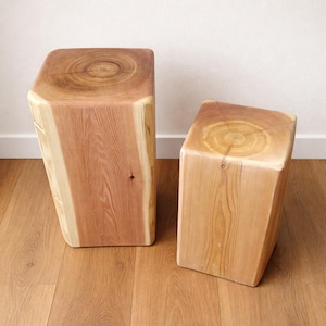 Square Cedar Stump Side Tables for Indoors - End tables - Plant stands - Nightstands - Cowboy Seat
