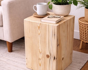 Handmade Spruce Stump Side Table, Solid Wood Woodland Decor Accent Table