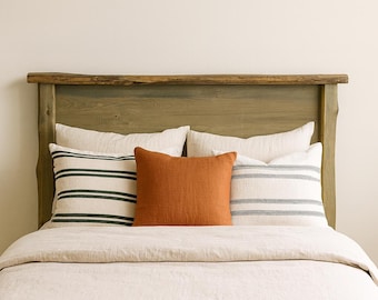 Apgar Live Edge Headboard, Rough-Cut, Rustic, Solid Wood Farmhouse Bedroom Furniture Handmade Montana