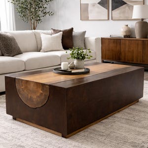 Rustic Metal and Log Coffee Table Handmade in Montana Amish Living Room Furniture Mountain-Modern