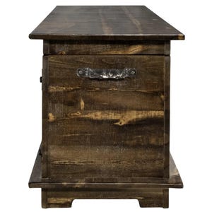 Rustic Blue Pine Blanket Chest, Forged Iron Accents, Farmhouse Storage Bench Trunk image 17