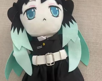 Anime Inspired Plush Doll – Teal Hair Chibi Character Toy – Soft Stuffed Collector Decor