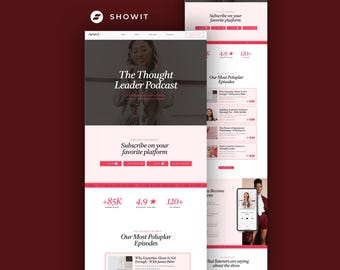 Plantilla minimalista para página de podcast de Showit para marcas personales, coaches y expertos / Editorial femenina
