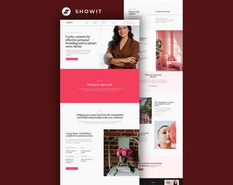 Plantilla de sitio web Showit para proveedores de servicios, marcas personales y redactores publicitarios / Diseño femenino