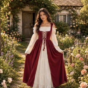 burgundy peasant dress Burgundy Gauze Women's Costume Peasant Dress