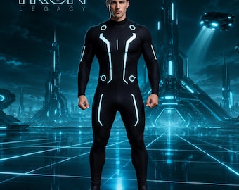 Tron Vermächtnis Bodysuit Kostüm Männer Cyberpunk Overall LED Stil Halloween Zentai Outfit