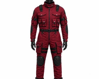 Deadpool Taktischer Overall Cosplay Kostüm Roter Gebrauchsanzug Film Inspiriert Kampfoverall Outfit