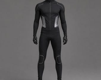 Schwarzer Taktischer Bodysuit Cosplay Kostüm Männer Futuristischer Kompressionsanzug Sci Fi Stealth Jumpsuit