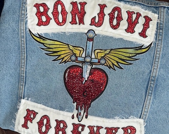 Bon Jovi Forever Rhinestoned Vintage Denim Jacket