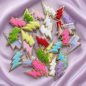 Lightning Bolt Patch, Iron On Lightning Patch, Colorful Lightning Bolt Applique, Kids Clothing Patch, Cute DIY Embroidered Patch
