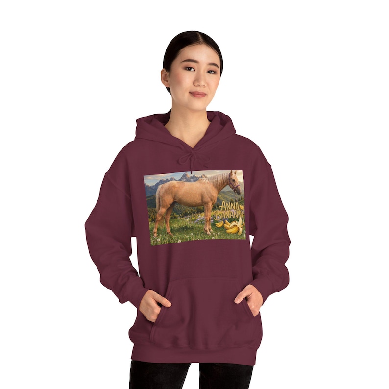 Anna Bananna Horse Hoodie | Horse Illustration Hooded Sweatshirt image 14