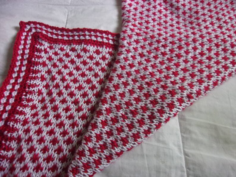 Hand Knit Swiss Check Pattern Baby Blanket with Hand Crocheted Etsy