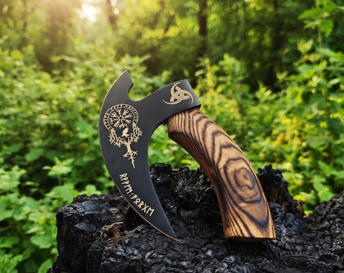 Viking Pizza Cutter Axe, Carbon Steel Pizza Slicer with Ash Wood Handle