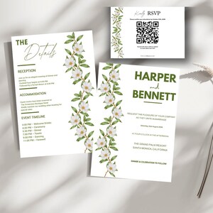 Minimalist Wedding Invitation Template Bundle, Editable Canva Invite Suite & Online RSVP, Printable Details, Perfect for Your Dream Wedding