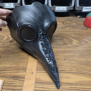 Maschera da medico della peste in pelle nera IMPERFETTA, bubonis nero