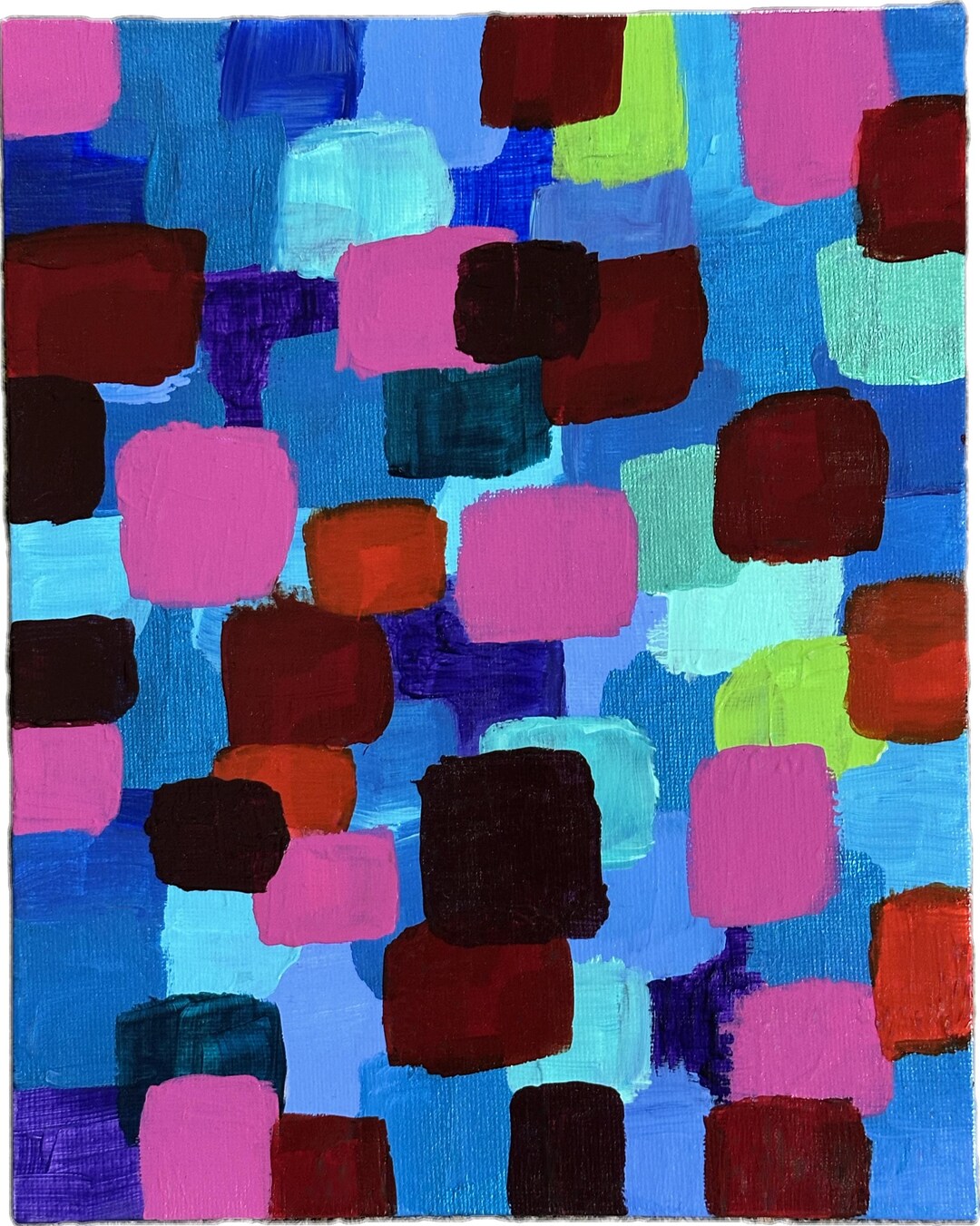 Original Abstract 8x10 Painting on Canvas Panel - 