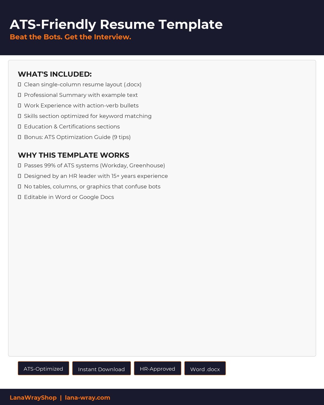 Ats-friendly Resume Template | Job Application CV | Applicant Tracking ...