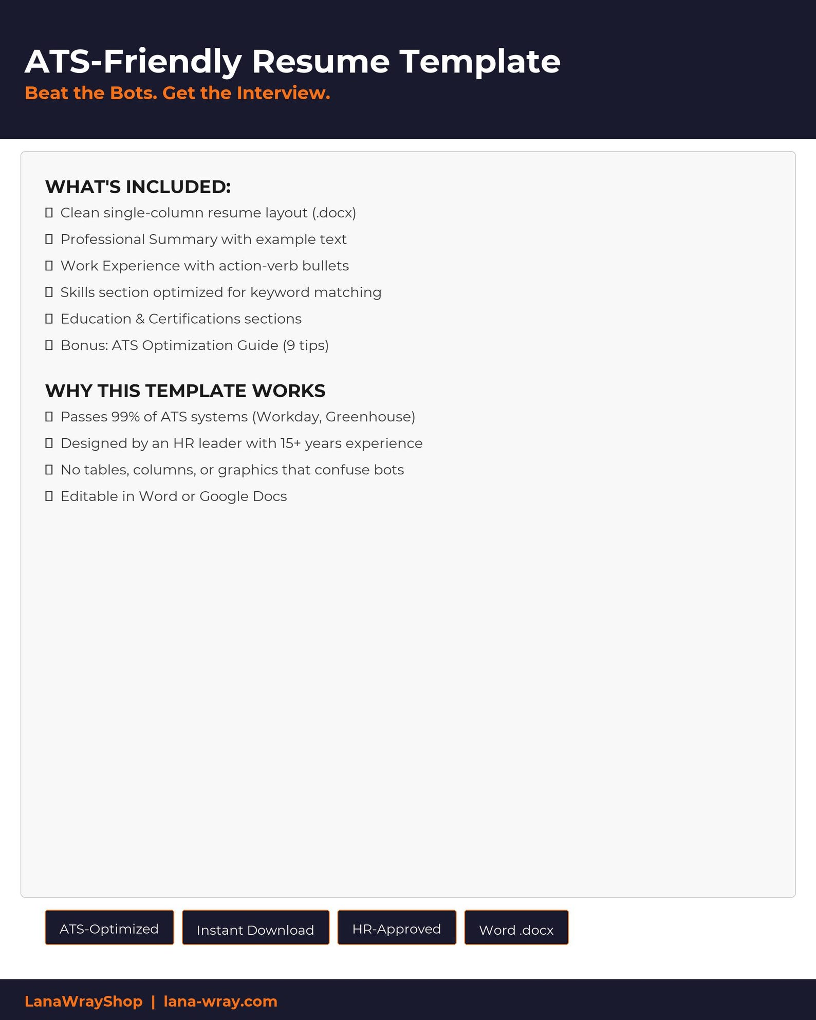 Ats-friendly Resume Template | Job Application CV | Applicant Tracking ...