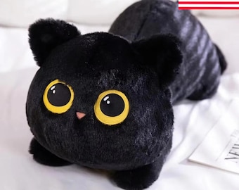 50cm Black Cat Plush Pillow – Soft Sleeping Stuffed Animal Cushion